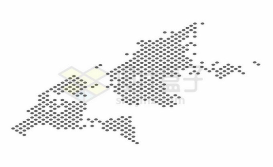 黑色圆点组成的点阵世界地图1657876矢量图片免抠素材