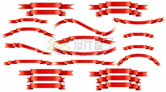 各种红色彩带飘带标题框1973351矢量图片免抠素材