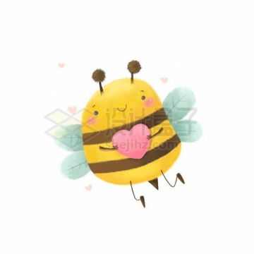毛茸茸的卡通小蜜蜂拿着一颗红心2308163矢量图片免抠素材