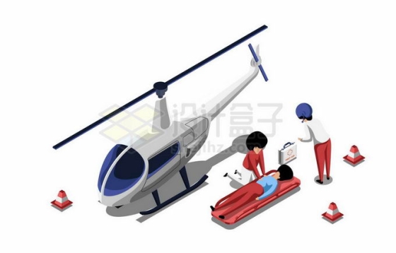 2.5D风格救援直升机和正在施救的医护人员2840111矢量图片免抠素材免费下载