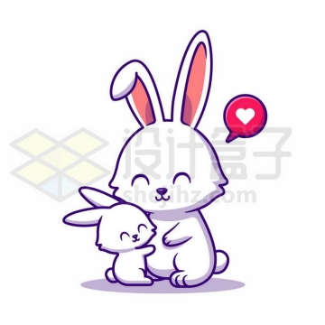超可爱的卡通小白兔妈妈和女儿母亲节插画9628542矢量图片免抠素材