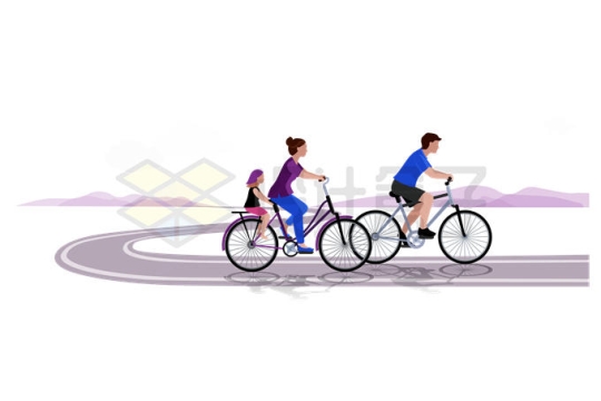 春天春游郊游骑自行车的一家人插画6698458矢量图片免抠素材