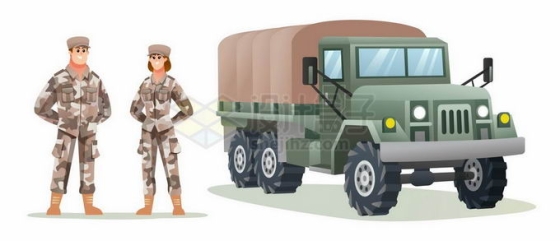 卡通解放军士兵和军用卡车2736084矢量图片免抠素材