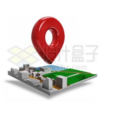 3D红色定位标志城市地图导航系统1413582图片免抠素材