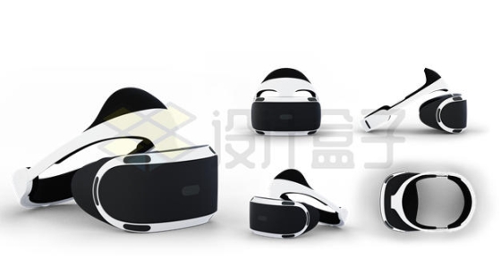 5个不同角度的VR眼镜虚拟现实技术6155261PSD免抠图片素材
