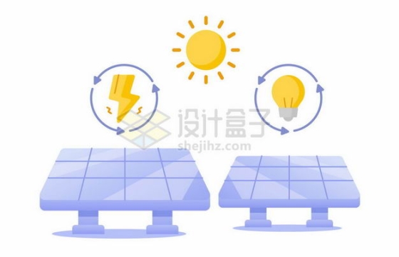 卡通太阳和紫色的太阳能发电装置绿色能源2261213矢量图片免抠素材