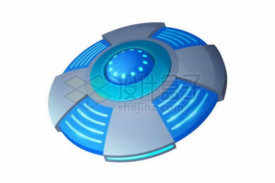 一款发出蓝光的卡通飞碟UFO不明飞行物3644212矢量图片免抠素材