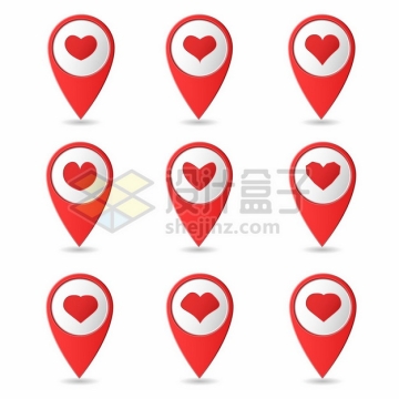 9款红心定位图标情人节标志2128660矢量图片免抠素材