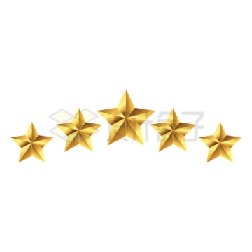 5个金色金属光泽的五角星组成的五星好评标志2345997矢量图片免抠素材