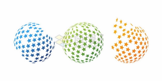 蓝色绿色橙色五角星组成的圆球图案6888616矢量图片免抠素材