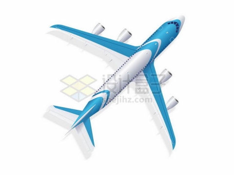 俯视视角蓝白色相间的大型客机8800201矢量图片免抠素材
