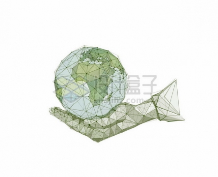 绿色多边形组成的一只手托着地球193294png图片素材