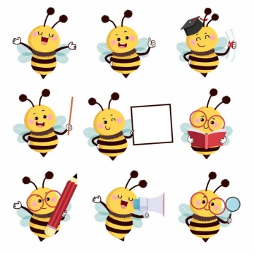 9款卡通小蜜蜂幼儿园教学元素2102275矢量图片免抠素材