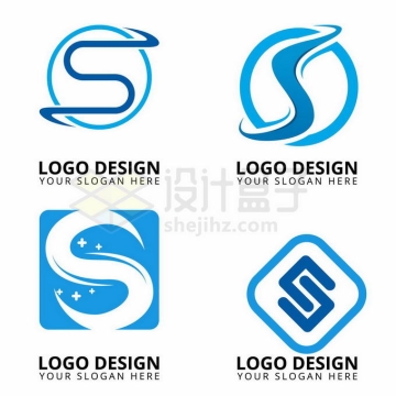 4款创意蓝色大写字母S标志logo设计4033415矢量图片免抠素材