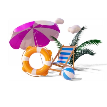 遮阳伞游泳圈沙滩椅等热带海岛旅游元素3193680图片素材