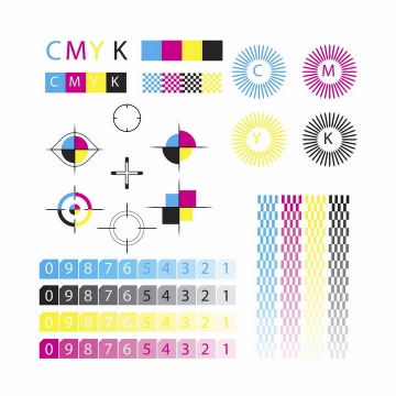 彩色印刷四色模式CMYK色值卡校准颜色png图片免抠eps矢量素材