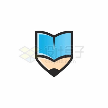 蓝色的书本和铅笔的结合体创意教育培训机构标志logo设计7936049矢量图片免抠素材