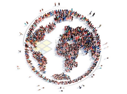 人群组成的地球世界地图图案世界人口日776726png图片素材