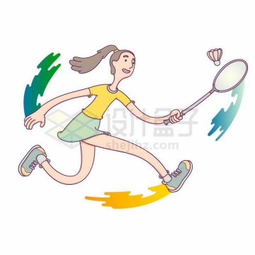 奥运会上卡通运动员羽毛球比赛5168079矢量图片免抠素材