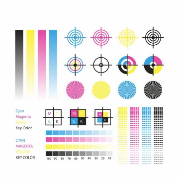 各种CMYK色值卡校准测试颜色png图片免抠eps矢量素材