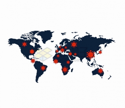 新型冠状病毒肺炎世界地图png图片免抠矢量素材