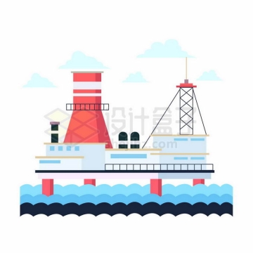 扁平化风格海上钻井平台海洋石油污染插画2865626向量图片素材