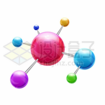红色蓝色紫色绿色小球组成的3D分子模型5221722矢量图片免抠素材
