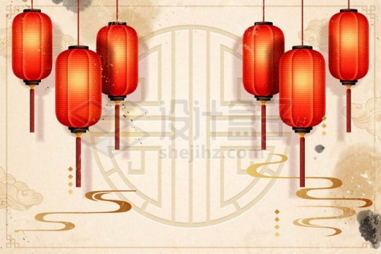 挂在两边的大红灯笼新年春节背景2459245矢量图片免抠素材免费下载