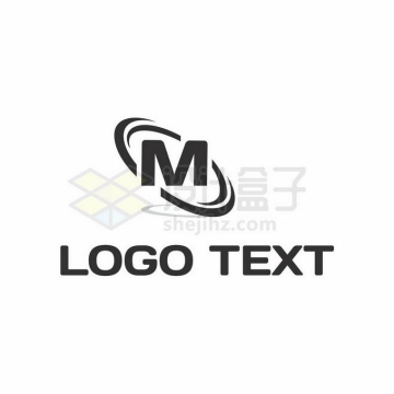 黑色光环和大写字母M创意标志logo设计5514725矢量图片免抠素材