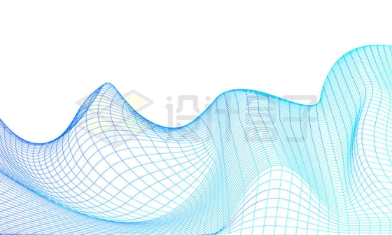 蓝色细线条组成的网格抽象波浪线装饰4405510矢量图片免抠素材