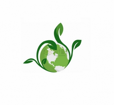 地球上发芽的绿色嫩芽世界环境日扁平插画png图片素材