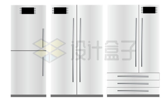 3款简约风格的电冰箱大家电正面图3277886矢量图片免抠素材