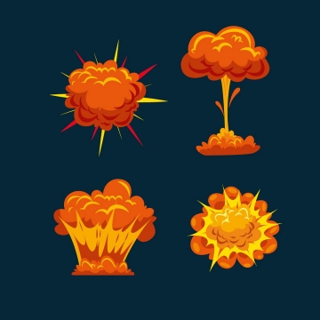 红色橙色漫画爆炸效果蘑菇云图片免抠素材