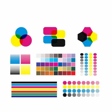 各种CMYK色值卡校准颜色测试模式png图片免抠eps矢量素材