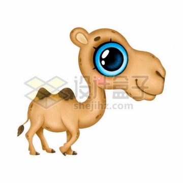 大眼睛的卡通双峰骆驼png图片素材