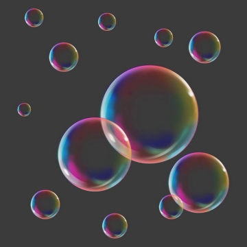 彩色七彩的气泡水泡肥皂泡吹泡泡1427794免抠图片素材
