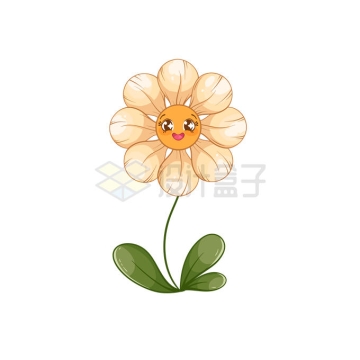 可爱表情的太阳花淡黄色卡通花朵1038026矢量图片免抠素材