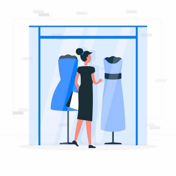 扁平插画风格正在商场挑选衣服的女人png图片免抠矢量素材