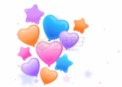 彩色心形和五角星气球装饰9293358矢量图片免抠素材免费下载
