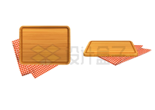 木质砧板木头隔热板和餐布7754955矢量图片免抠素材