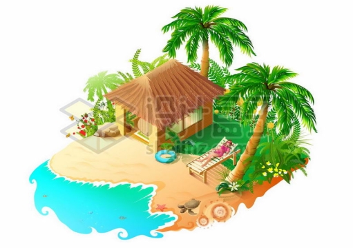 美丽的海边度假村中的度假小屋风景图1020354矢量图片免抠素材