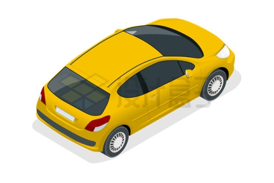 一辆黄色两厢汽车小汽车8270263矢量图片免抠素材