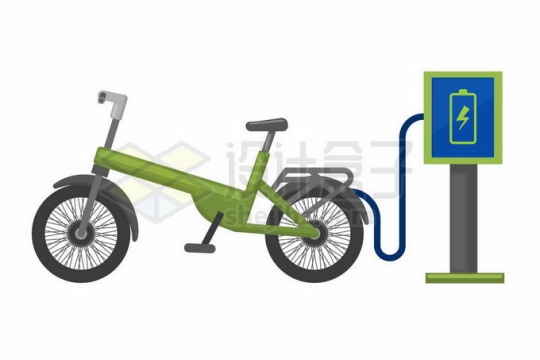 正在充电的绿色充电自行车9941748矢量图片免抠素材