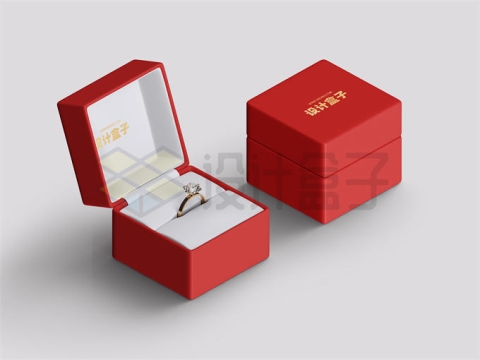 打开的戒指盒红色高档产品礼盒礼物盒样机模板2995986PSD图片素材