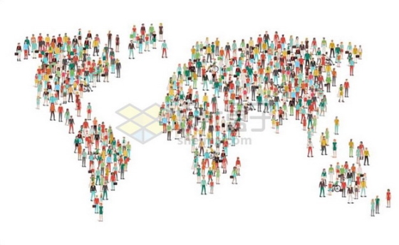 人群组成的世界地图图案世界人口日727882png图片素材