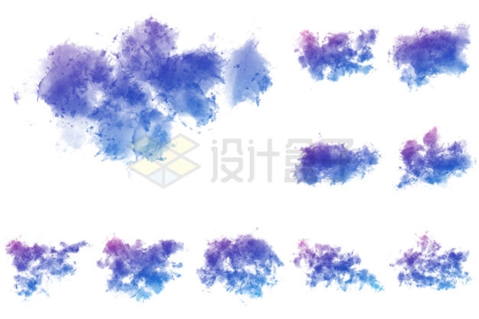 各种蓝紫色笔刷涂鸦效果1216191PSD免抠图片素材