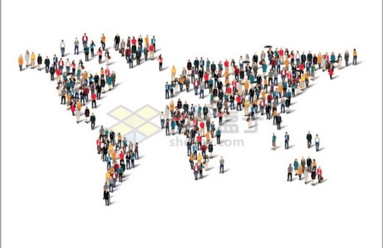 人群组成的世界地图图案世界人口日596797png图片素材