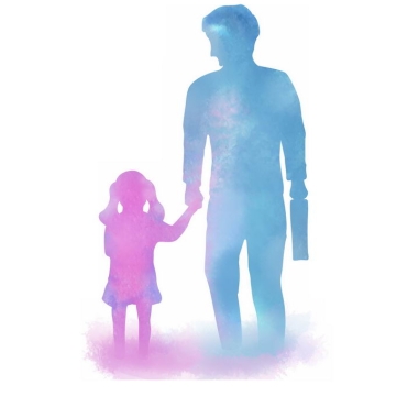 父亲节爸爸牵着女儿的手背影水彩画插画9686102矢量图片免抠素材