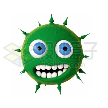 可爱的绿色卡通病毒冠状病毒表情包3D模型2294105免抠图片素材