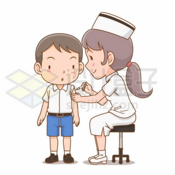 卡通女医生护士正在给小男孩打针注射疫苗4345144矢量图片免抠素材免费下载